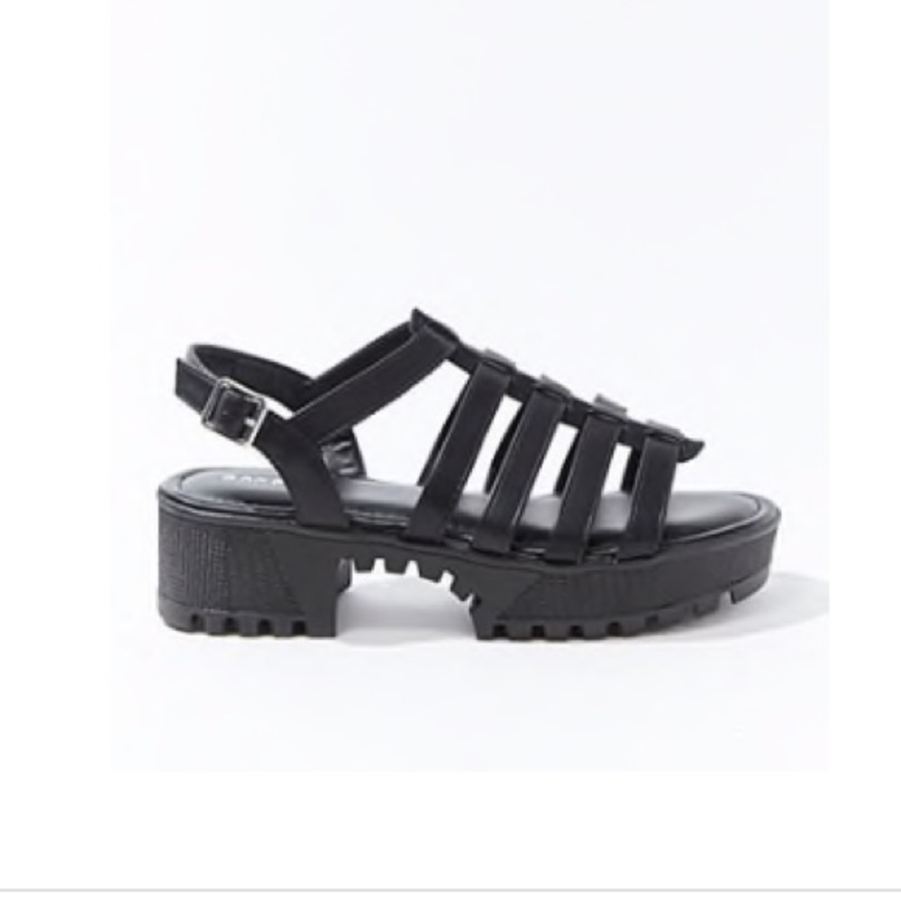Caged Black Platform Sandals